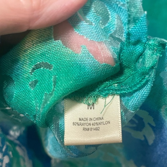 Y2K burnout sheer button down colorful 3/4 sleeve medium - Picture 6 of 7